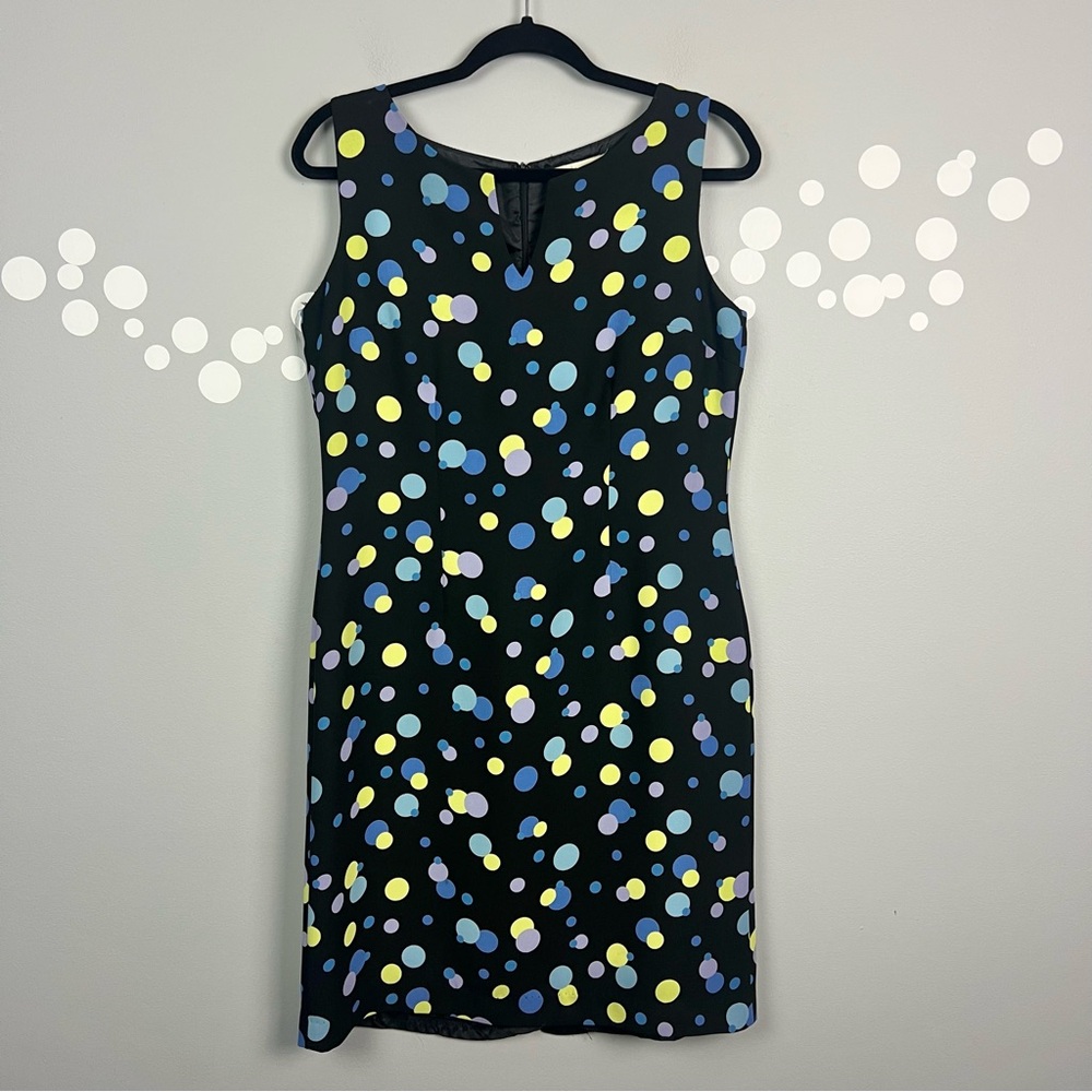 Amanda Smith Polka Dot Shift Dress Black Multicolor Size 6